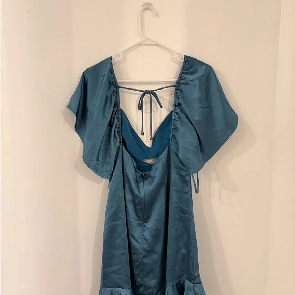 Selfie Leslie Teal Satin Dress - Picture 2 of 4